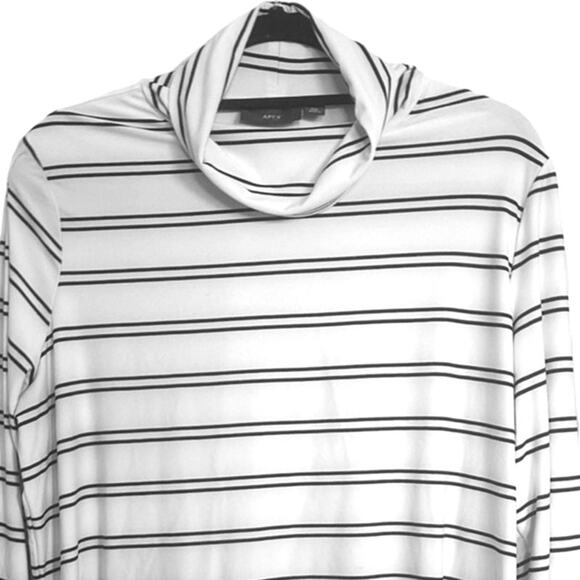 Apt. 9 Stretch Striped Shirt Lightweight 90s Turtleneck Top White Black XXL NWOT - Picture 4 of 9